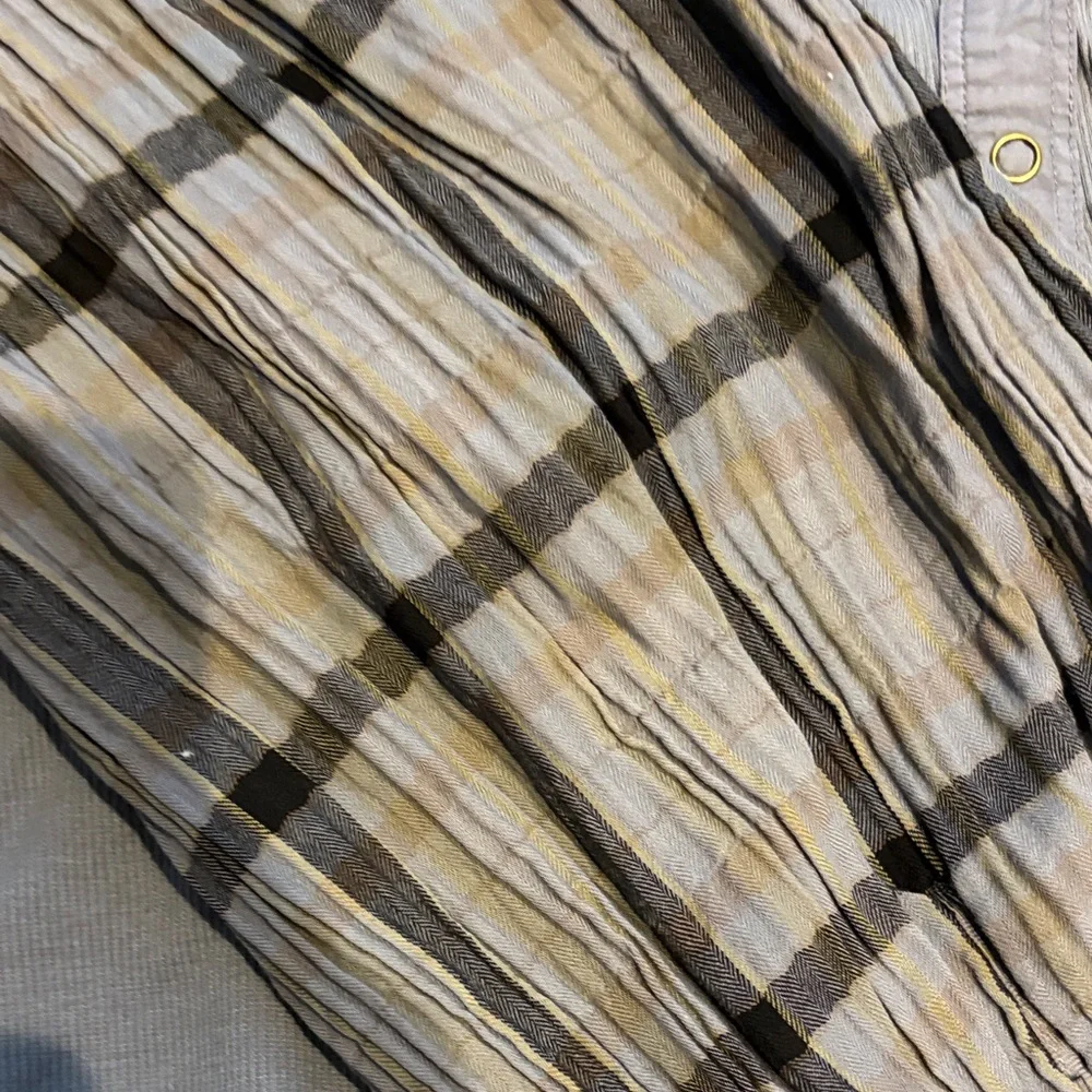 Pilcro Blue Plaid Sleeve Blouse - Picture 4 of 4